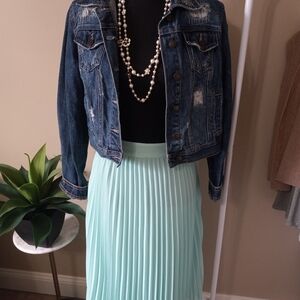 Elegant Mint Green Pleated Skirt